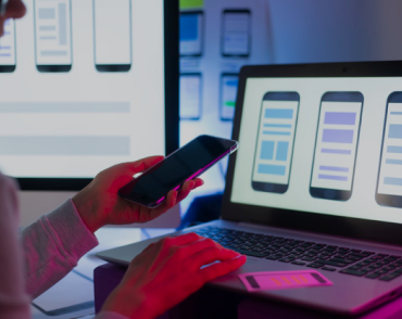Person designing something or sending sms