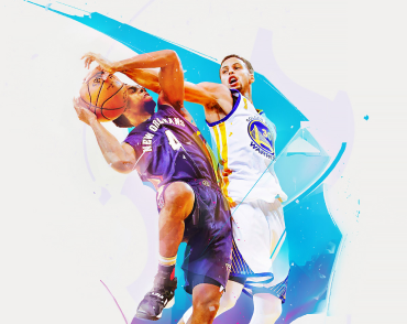 Lebron James jumping with colourful dust